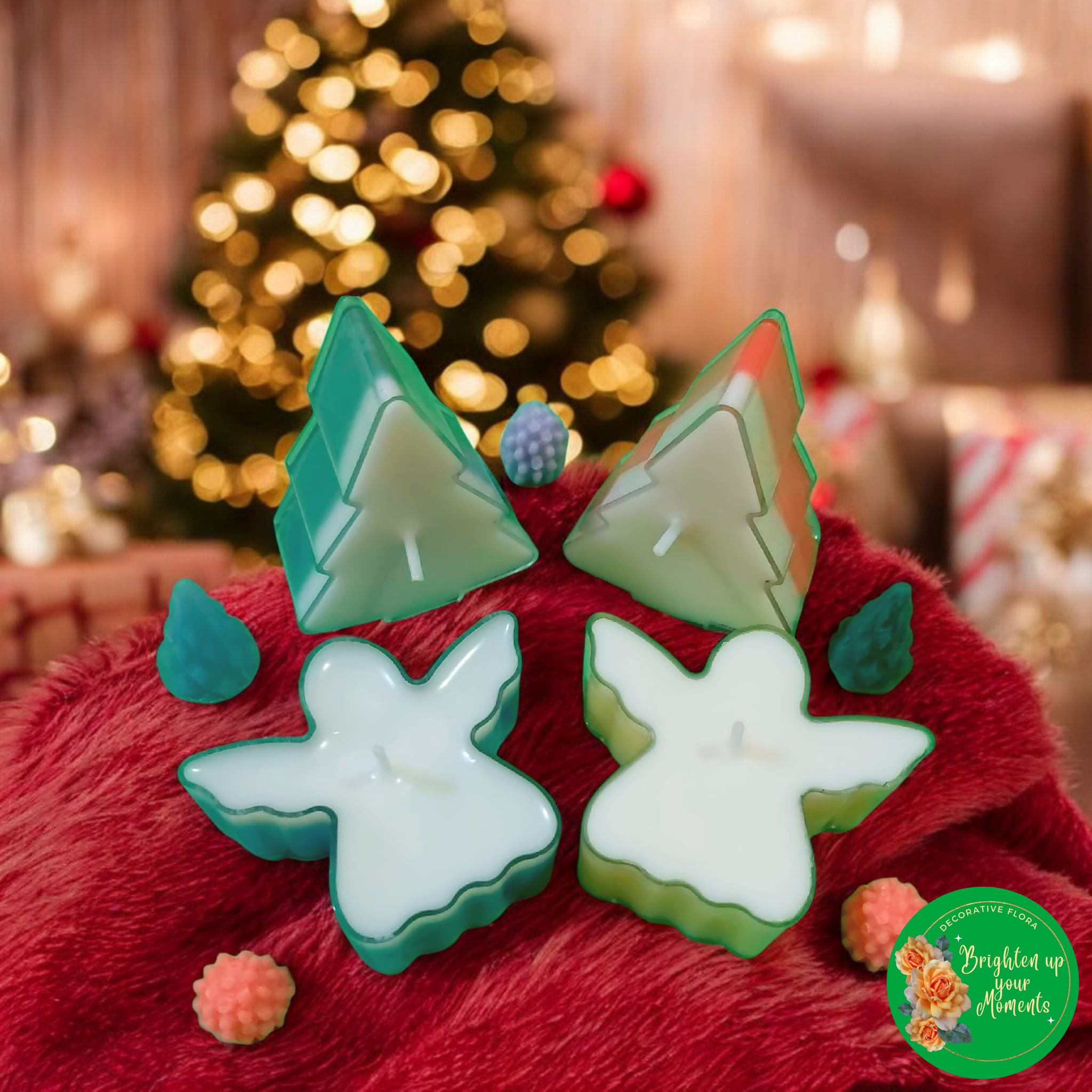 Tealight Scented Candles Tree & Angel Set (4 in a pack)